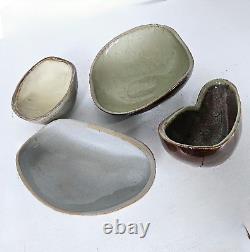 Vintage Modern Studio Pottery Ceramic Bowls Set Signed Duke Set of (4)
