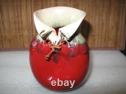 Vintage Modernist Hallmarked 6.5 Studio Art Vase Red Flambe Oxblood Glaze