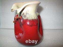 Vintage Modernist Hallmarked 6.5 Studio Art Vase Red Flambe Oxblood Glaze