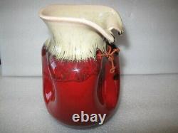 Vintage Modernist Hallmarked 6.5 Studio Art Vase Red Flambe Oxblood Glaze