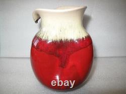 Vintage Modernist Hallmarked 6.5 Studio Art Vase Red Flambe Oxblood Glaze