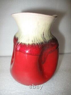 Vintage Modernist Hallmarked 6.5 Studio Art Vase Red Flambe Oxblood Glaze
