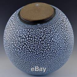 Vintage Modernist Studio Pottery Reticulated Glaze Vase Unsigned