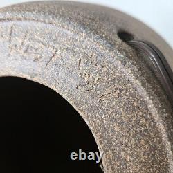 Vintage Modernist Studio Pottery Stoneware Table Lamp Blue Glazed Neck Incised