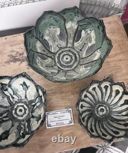 Vintage Nancy Finesilver Studio Pottery Nesting Bowls