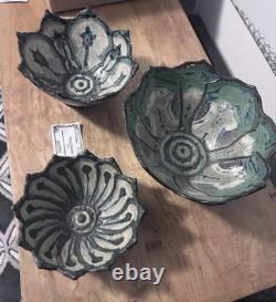 Vintage Nancy Finesilver Studio Pottery Nesting Bowls