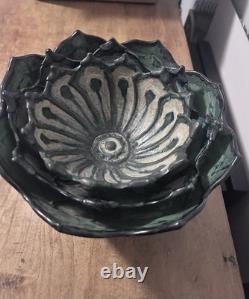 Vintage Nancy Finesilver Studio Pottery Nesting Bowls