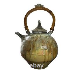 Vintage Neil Moss Studio Pottery Large Teapot Lid Handle Made in Calif USA 1989