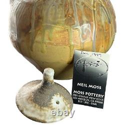 Vintage Neil Moss Studio Pottery Large Teapot Lid Handle Made in Calif USA 1989