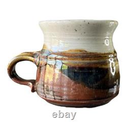 Vintage Neil Moss Studio Pottery Pair Mugs withHandles Made in Calif USA 1980s