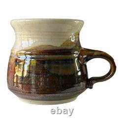 Vintage Neil Moss Studio Pottery Pair Mugs withHandles Made in Calif USA 1980s