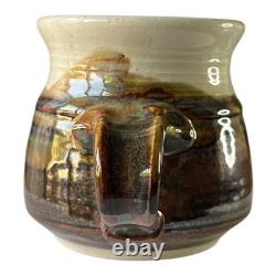 Vintage Neil Moss Studio Pottery Pair Mugs withHandles Made in Calif USA 1980s