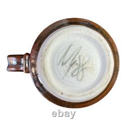 Vintage Neil Moss Studio Pottery Pair Mugs withHandles Made in Calif USA 1980s