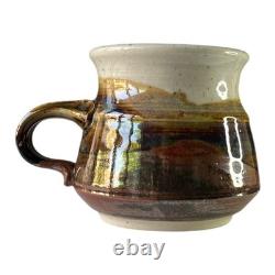 Vintage Neil Moss Studio Pottery Pair Mugs withHandles Made in Calif USA 1980s