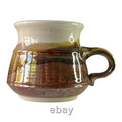 Vintage Neil Moss Studio Pottery Pair Mugs withHandles Made in Calif USA 1980s