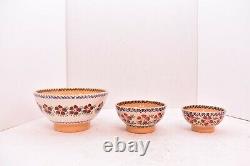Vintage Nicholas Mosse Studio Pottery Old Rose Set of 3 Nesting Pedestal Bowls
