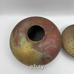 Vintage Norman Bacon Raku Glazed Studio Pottery VasesSet of 2 Signed