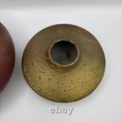 Vintage Norman Bacon Raku Glazed Studio Pottery VasesSet of 2 Signed