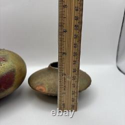 Vintage Norman Bacon Raku Glazed Studio Pottery VasesSet of 2 Signed