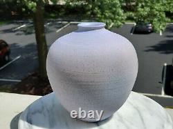 Vintage Norman Bacon Woodstock New York Lavender Raku Studio Pottery Vase 1984