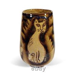 Vintage North Eagle California Studio Pottery Cats Vase Decorated Reynolds Fried