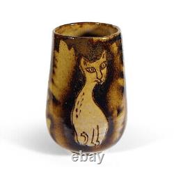 Vintage North Eagle California Studio Pottery Cats Vase Decorated Reynolds Fried