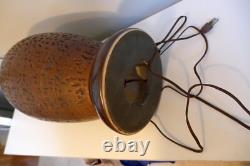 Vintage Organic Textured Brown Studio Pottery Lamp Large Hand Turned Ceramic MCM