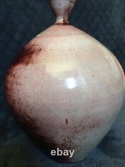 Vintage Ox Blood Peach Bloom Studio Pottery Porcelain Bulbous Vase Mary Law
