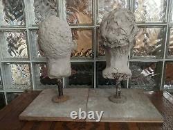 Vintage PAIR Incredible CLAY BUST original works African American studio pottery