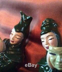 Vintage Pair Ceramic Arts Studio Comedy And Tragedy Figurines