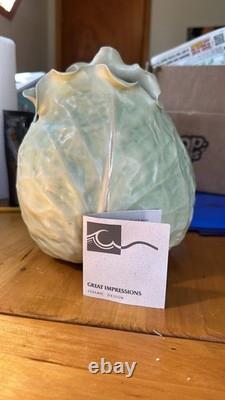 Vintage Patricia Garrett Handmade American Pottery Green Cabbage Vase 9 Rare