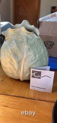 Vintage Patricia Garrett Handmade American Pottery Green Cabbage Vase 9 Rare