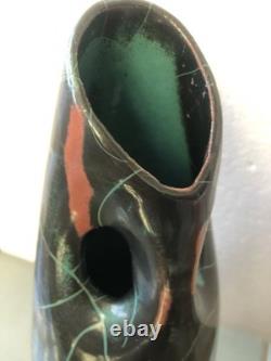 Vintage Paul Dresler Grootenburg Studio Pottery Vase Copper Glazed 3 hole Rare