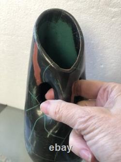Vintage Paul Dresler Grootenburg Studio Pottery Vase Copper Glazed 3 hole Rare