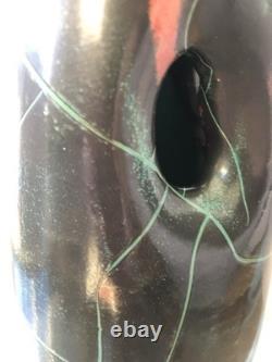 Vintage Paul Dresler Grootenburg Studio Pottery Vase Copper Glazed 3 hole Rare