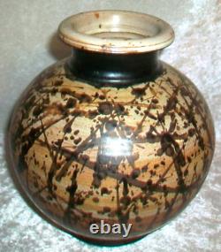 Vintage Paul Volckening Abstract Expressionist Stoneware Art Pottery Vase USA