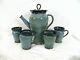 Vintage Paxis Place Studio Pottery Large Handled Coffee Pot And 4 Mugs