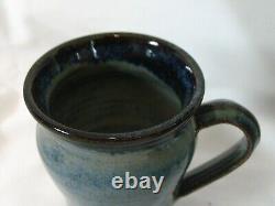 Vintage Paxis Place Studio Pottery Large Handled Coffee Pot And 4 Mugs