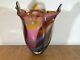 Vintage Peter Layton British Studio Art Glass Large Colourful Vase Signed. Superb