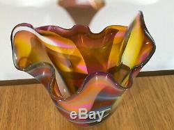 Vintage Peter Layton British Studio Art Glass Large Colourful Vase Signed. Superb