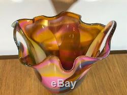 Vintage Peter Layton British Studio Art Glass Large Colourful Vase Signed. Superb