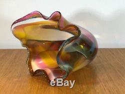 Vintage Peter Layton British Studio Art Glass Large Colourful Vase Signed. Superb