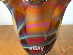 Vintage Peter Layton British Studio Art Glass Large Colourful Vase Signed. Superb