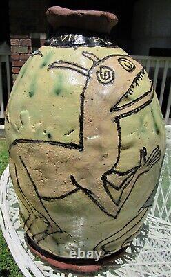 Vintage Picasso Style Cubist Modernist MCM Large Studio Art Pottery Vase Signed