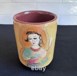 Vintage Polia Pillin California Studio Art Pottery Figural Ceramic Vase Cup MCM