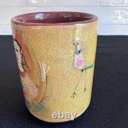 Vintage Polia Pillin California Studio Art Pottery Figural Ceramic Vase Cup MCM