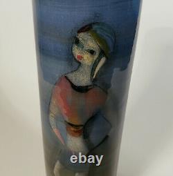 Vintage Polia Pillin Studio Art Pottery Vase Woman Bird Horse Modernist 7 1/2