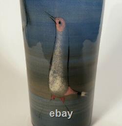 Vintage Polia Pillin Studio Art Pottery Vase Woman Bird Horse Modernist 7 1/2