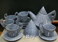 Vintage Postmodern Memphis Style Twelve Pieces of Marked Studio Pottery Tea