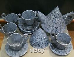 Vintage Postmodern Memphis Style Twelve Pieces of Marked Studio Pottery Tea